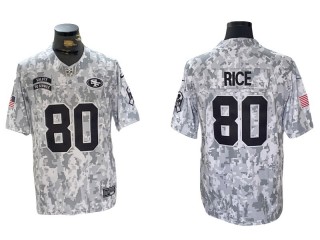 San Francisco 49ers #80 Jerry Rice Arctic Camo 2024 Salute to Service Limited Jersey