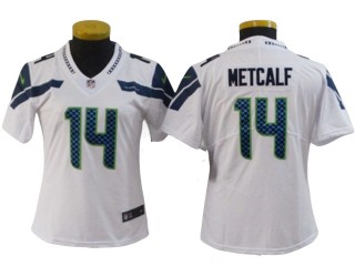 Women Seattle Seahawks #14 DK Metcalf Vapor Limited Jersey - White/Grey