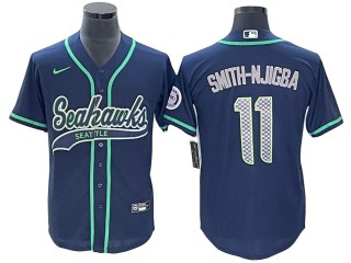 Seattle Seahawks #11 Jaxon Smith-Njigba Baseball Style Jersey - Navy/Gray/Neon Green