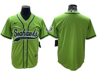 Seattle Seahawks Baseball Style Jersey - Navy/Gray/Neon Green