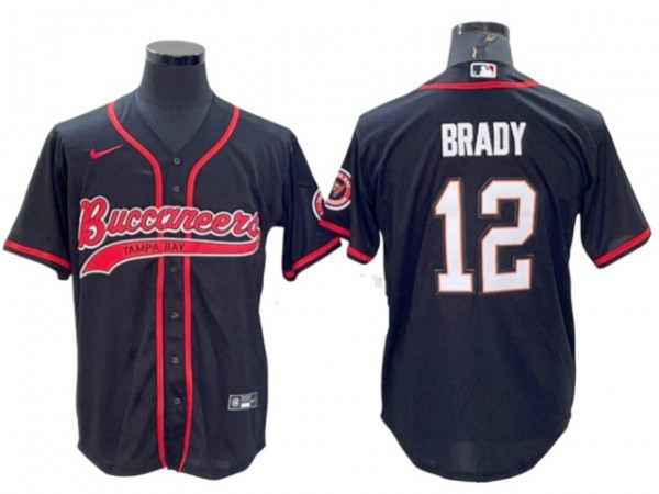 Tampa Bay Buccaneers #12 Tom Brady Baseball Style Jersey - Gray/Yellow/Red/White/Black