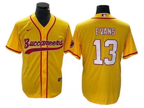 Tampa Bay Buccaneers #13 Mike Evans Baseball Style Jersey - Yellow/White/Black