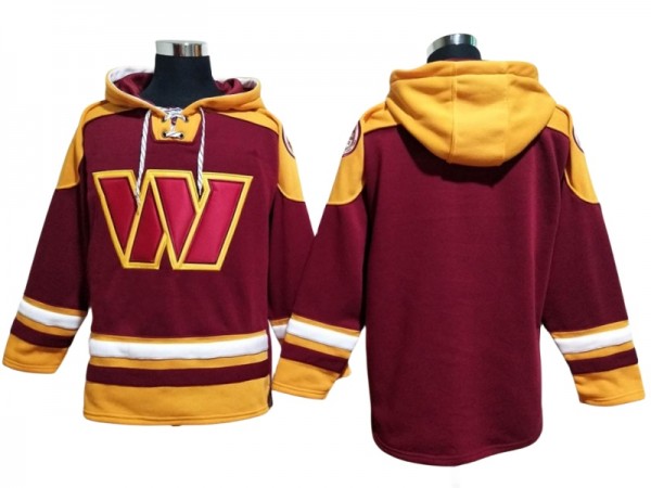 Washington Commanders Burgundy Lace-Up Pullover Hoodie