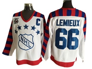 NHL 1992 All Star Game #66 Mario Lemieux Vintage CCM Jersey - White