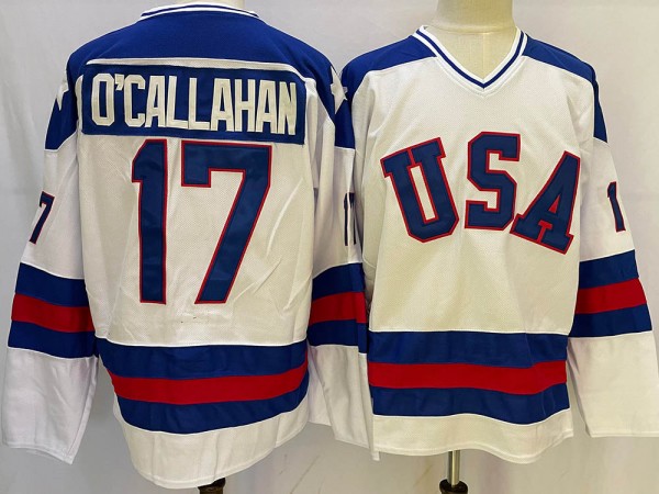 1980 Winter Olympics Team USA #17 Jack O'Callahan CCM Vintage Jersey - Blue/White