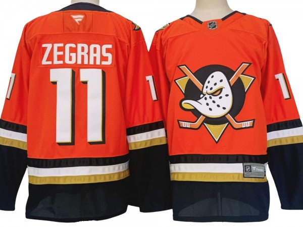 Anaheim Ducks #11 Trevor Zegras Orange 2024 Jersey