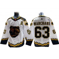 Boston Bruins #63 Brad Marchand White 2022/23 Reverse Retro Jersey