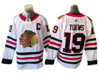 Chicago Blackhawks #19 Jonathan Toews White Away Jersey