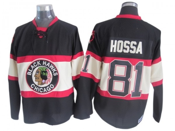 Chicago Blackhawks #81 Marian Hossa Black 1930's CCM Vintage Jersey