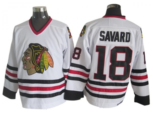 Chicago Blackhawks #18 Denis Savard Vintage CCM Jersey - Red/White/Black