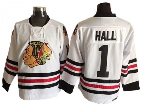 Chicago Blackhawks #1 Glenn Hall 1963 Vintage CCM Jersey - Red/White 