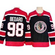 Chicago Blackhawks #98 Connor Bedard 2024 Black Reverse Retro Jersey