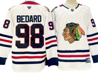 Chicago Blackhawks #98 Connor Bedard 2024 White Away Jersey