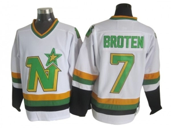 Dallas Stars #7 Neal Broten 1980's Vintage CCM Jersey - Green/White