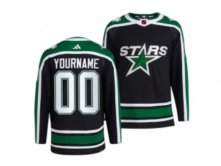 Custom Dallas Stars Black Reverse Retro 2.0 Jersey