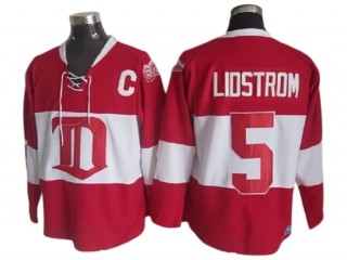 Detroit Red Wings #5 Nicklas Lidstrom 2009 Vintage CCM Jersey - White/Red