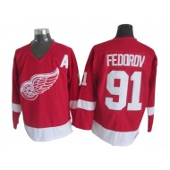 Detroit Red Wings #91 Sergei Fedorov 2002 Vintage CCM Jersey - Red/White