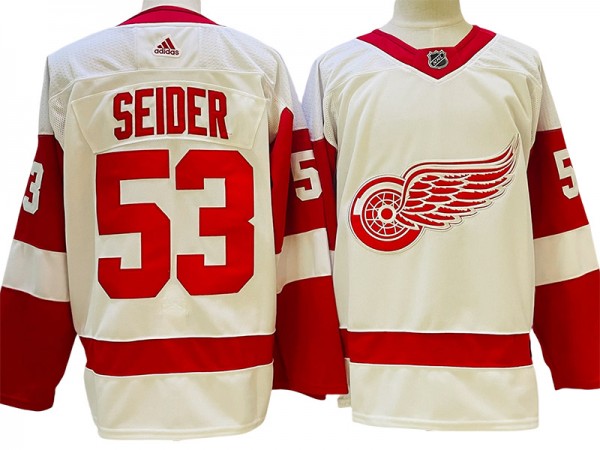 Detroit Red Wings #53 Moritz Seider White Jersey