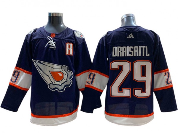 Edmonton Oilers #29 Leon Draisaitl Navy 2022/23 Reverse Retro Jersey