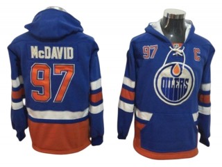 Edmonton Oilers #97 Connor McDavid One Front Pocket Pullover Hoodie - Orange/Blue/Black