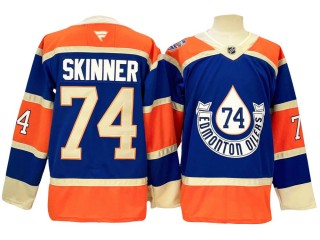 Edmonton Oilers #74 Stuart Skinner 2024 Blue Heritage Classic Jersey