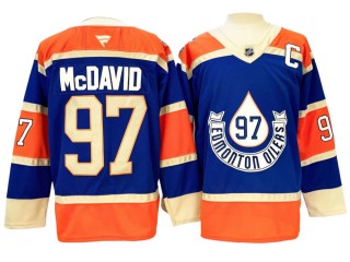 Edmonton Oilers #97 Connor McDavid 2024 Blue Heritage Classic Jersey