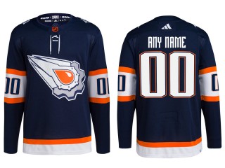 Custom Edmonton Oilers Navy Reverse Retro 2.0 Jersey