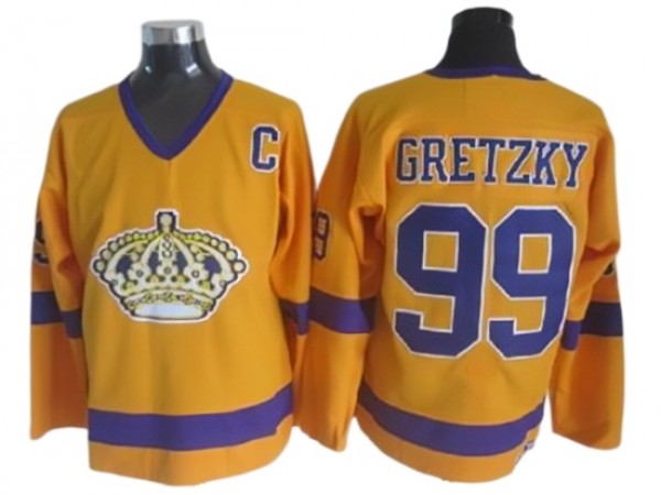 Los Angeles Kings #99 Wayne Gretzky 1970 Vintage CCM Jersey - Yellow/Purple