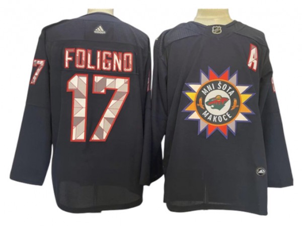 Minnesota Wild #17 Marcus Foligno Navy Native American Heritage Day Jersey