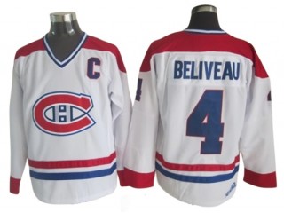 Montreal Canadiens #4 Jean Beliveau Vintage CCM Jersey - Red/White