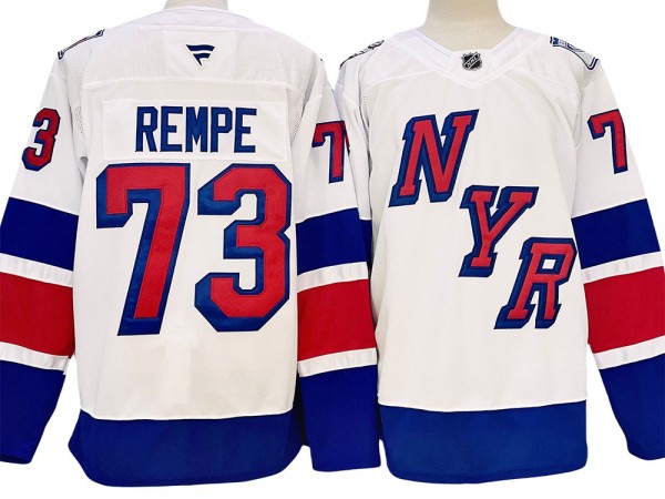 New York Rangers #73 Matt Rempe White NHL Stadium 2024 Jersey