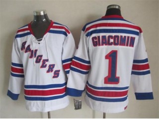 New York Rangers #1 Eddie Giacomin Vintage CCM Jersey - Blue/White