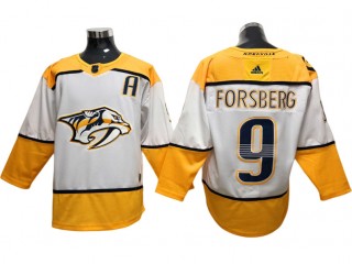 Nashville Predators #9 Filip Forsberg White Away Jersey