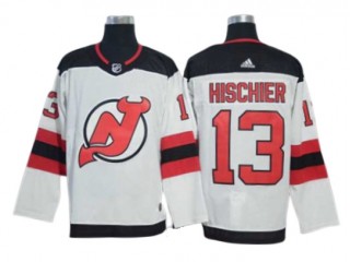 New Jersey Devils #13 Nico Hischier White Away Jersey