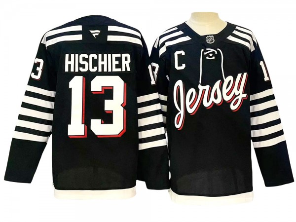 New Jersey Devils #13 Nico Hischier Black Alternate 2024 Jersey