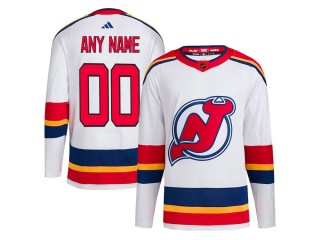 Custom New Jersey Devils White Reverse Retro 2.0 Jersey