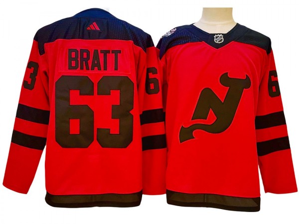 New Jersey Devils #63 Jesper Bratt Red 2024 Stadium Series Jersey