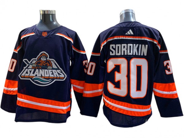 New York Islanders #30 Ilya Sorokin Navy Reverse Retro 2.0 Jersey