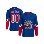 Custom New York Rangers Blue Reverse Retro 2.0 Jersey