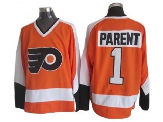 Philadelphia Flyers #1 Bernie Parent Vintage CCM Jersey - Orange/White