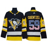 Pittsburgh Penguins #59 Jake Guentzel USA Flag Fashion Jersey - Black