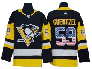 Pittsburgh Penguins #59 Jake Guentzel USA Flag Fashion Jersey - Black