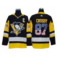 Pittsburgh Penguins #87 Sidney Crosby USA Flag Fashion Jersey - Black