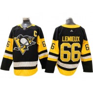 Pittsburgh Penguins #66 Mario Lemieux Black Home Custom Jersey