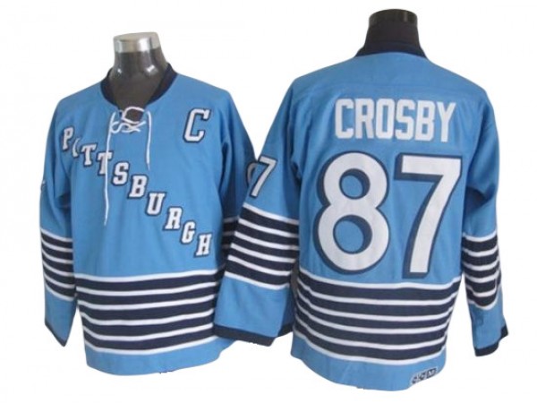 Pittsburgh Penguins #87 Sidney Crosby 1967 Vintage CCM Jersey - White/Light Blue