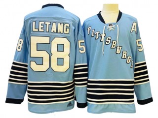 Pittsburgh Penguins #58 Kris Letang Light Blue Heritage Classics Jersey