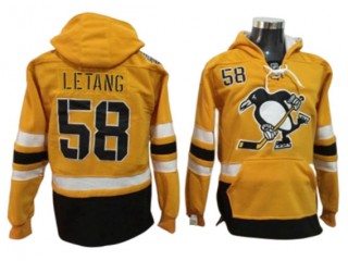 Pittsburgh Penguins #58 Kris Letang One Front Pocket Pullover Hoodie - Yellow