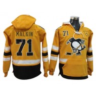 Pittsburgh Penguins #71 Evgeni Malkin One Front Pocket Pullover Hoodie - Yellow