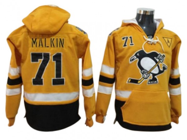 Pittsburgh Penguins #71 Evgeni Malkin One Front Pocket Pullover Hoodie - Yellow