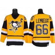 Pittsburgh Penguins #66 Mario Lemieux Vintage CCM Jersey - Black/White/Yellow